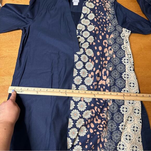 Chico’s Women's Sz 1 US 8 M No Iron Mixed Print Tunic Buttons Geometric Travel - Picture 9 of 11